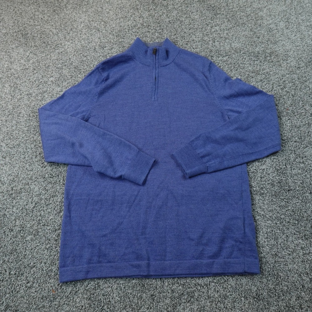 Joseph Abboud Sweater Mens M Blue 1/4 Zip Sweatshirt Merino Wool Pullover Knit
